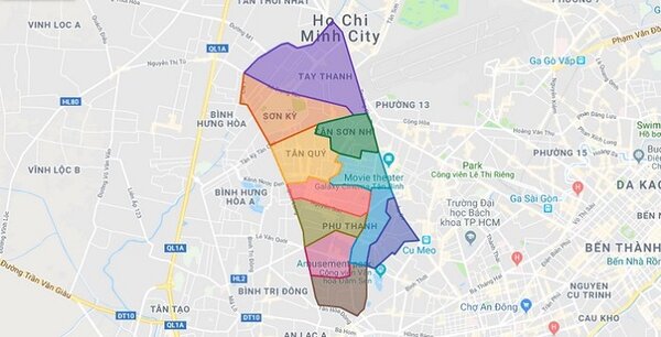 Bản đồ quy hoạch quận Tân Phú về dân cư