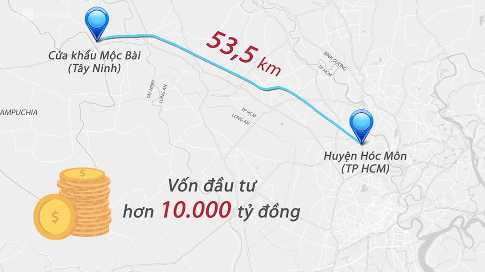 Dự án xây dựng đường cao tốc TP.HCM – Mộc Bài với tổng vốn đầu tư hơn 10.000 tỷ đồng