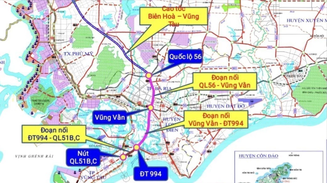 Đường nối cao tốc Biên Hoà - Vũng Tàu sắp khởi công