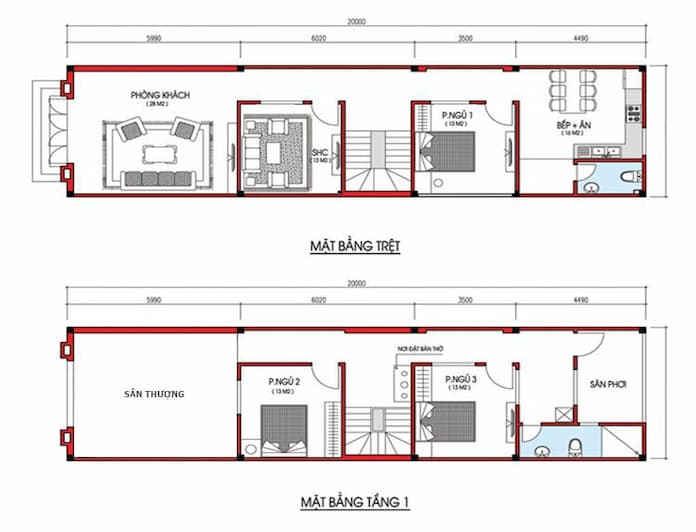 Tư vấn thiết kế nhà 1 trệt 2 lầu 1 sân thượng tại Tân Bình MS:NP012