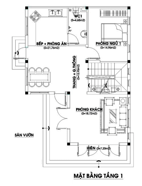 Nhà 2 tầng chữ L 100m2 thiết kế 4 phòng ngủ