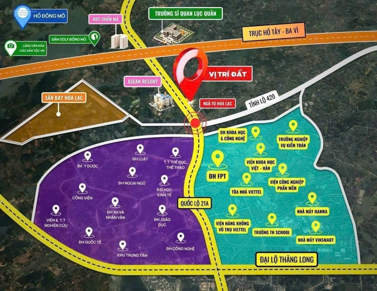 Đất tại khu Công nghệ cao Hòa Lạc, vị trí giáp Quốc lộ 21, cổng trường trường ĐH Quốc Gia Hà Nội, 2