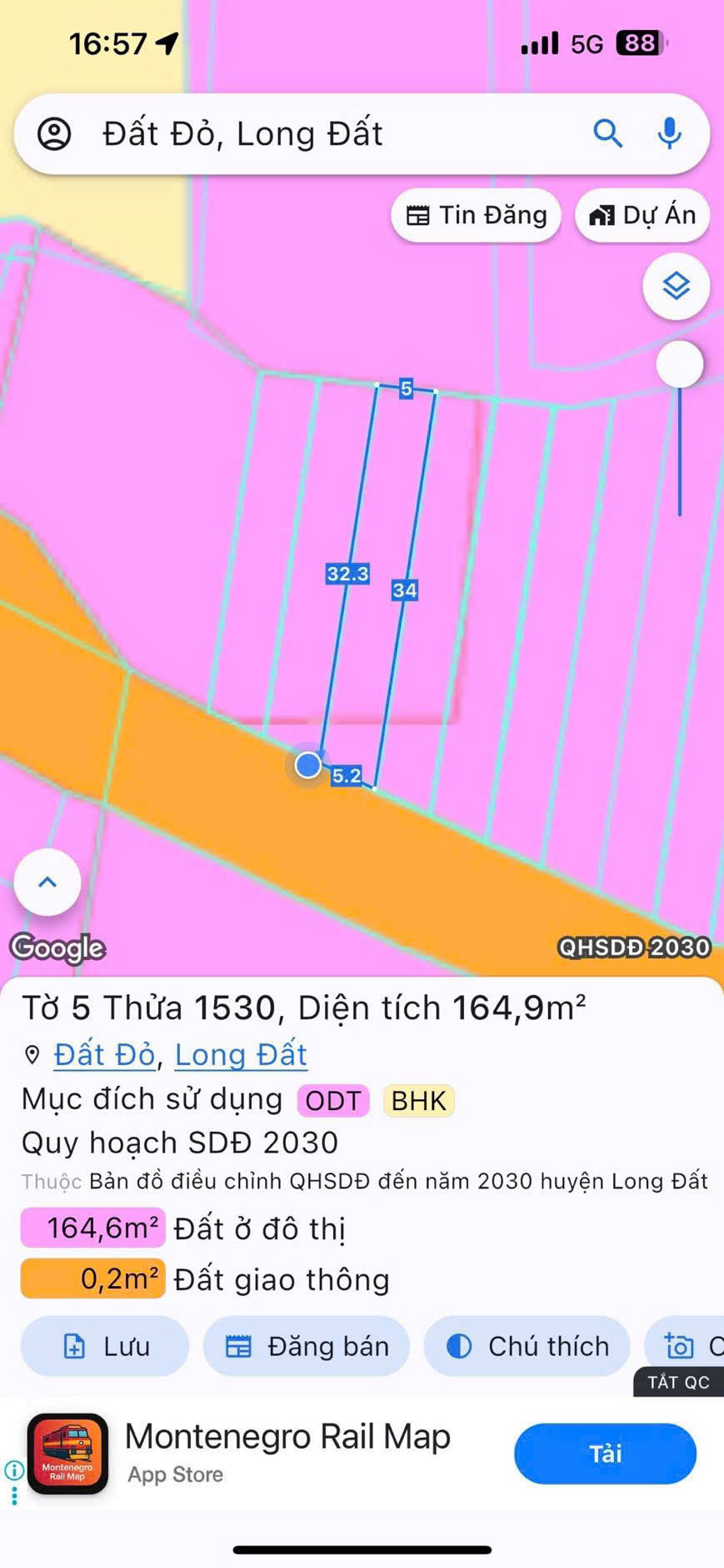 Cần bán Đất đường Quốc Lộ 55, Thị trấn Đất Đỏ, Diện tích 120m², Giá 800 Triệu