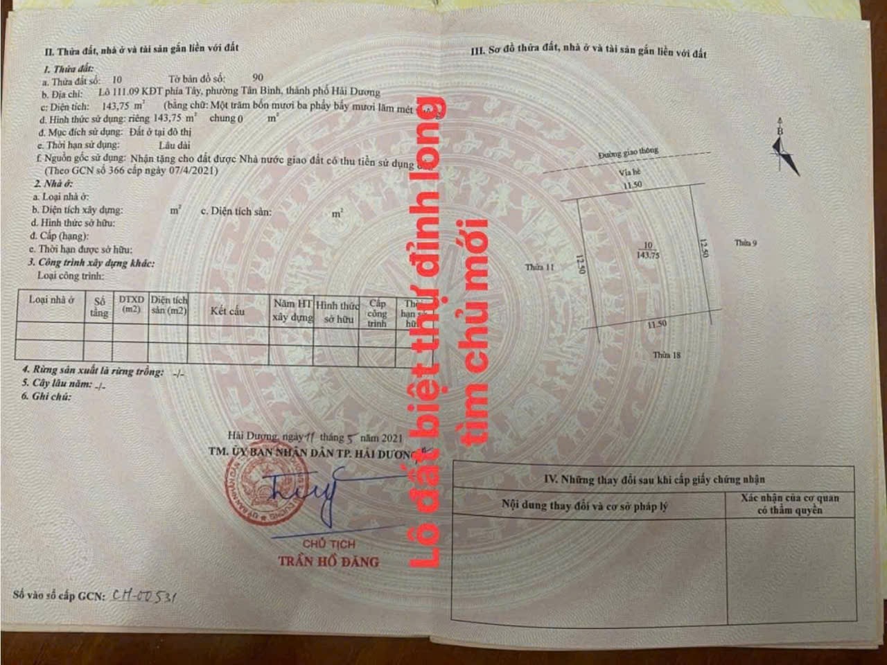 Bán đất biệt thự Đỉnh Long – lô mặt tiền 11,5m – gần Trường Chinh 3