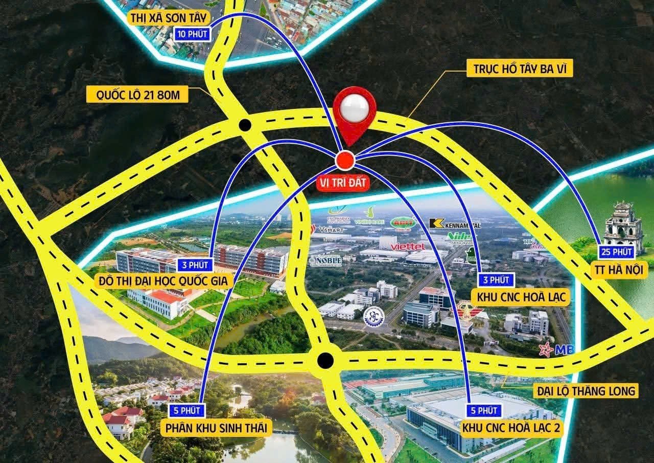 Đất tại khu Công nghệ cao Hòa Lạc, vị trí giáp Quốc lộ 21, cổng trường trường ĐH Quốc Gia Hà Nội, 3