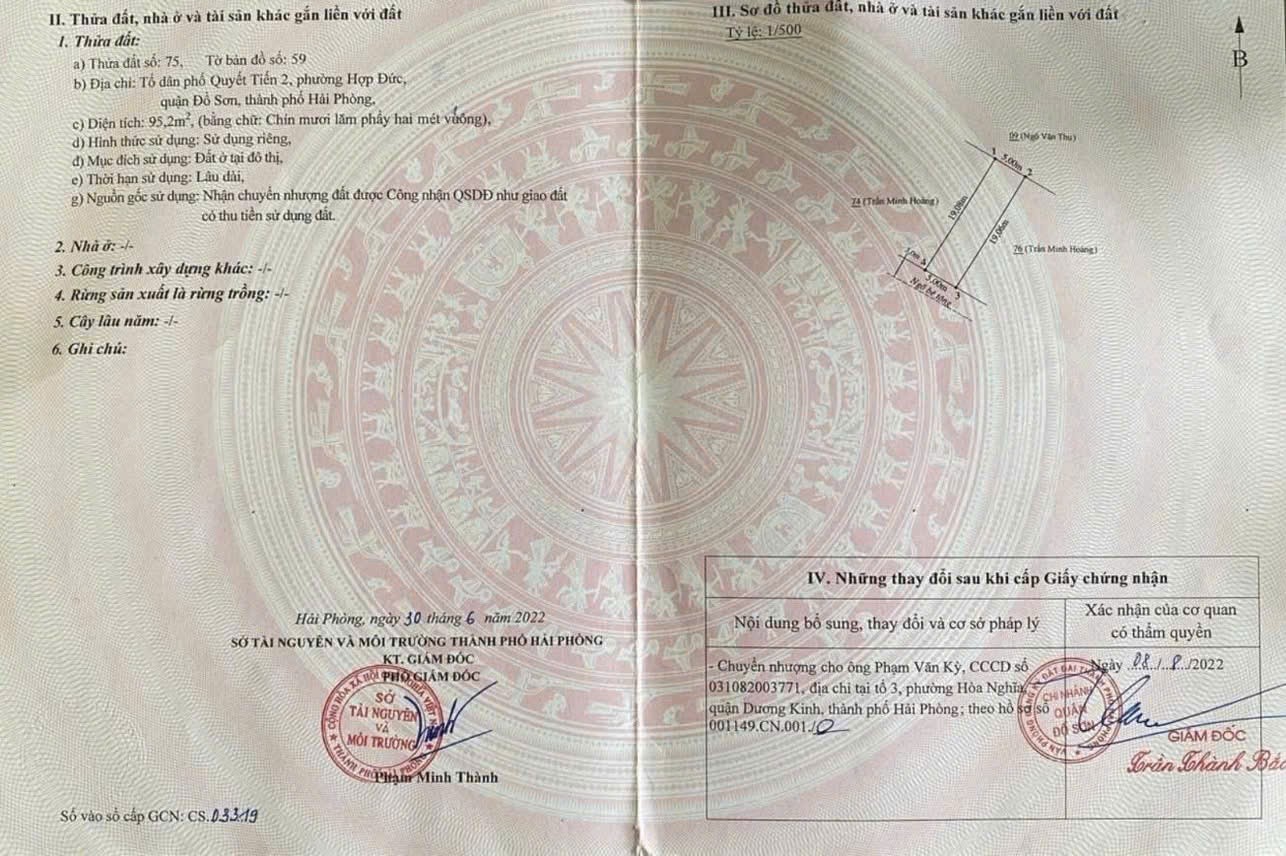 Bán đất Quyết Tiến 2 Hợp Đức Đồ Sơn giá đầu tư hiếm dưới 1 tỷ  ZALO 0567 222 555