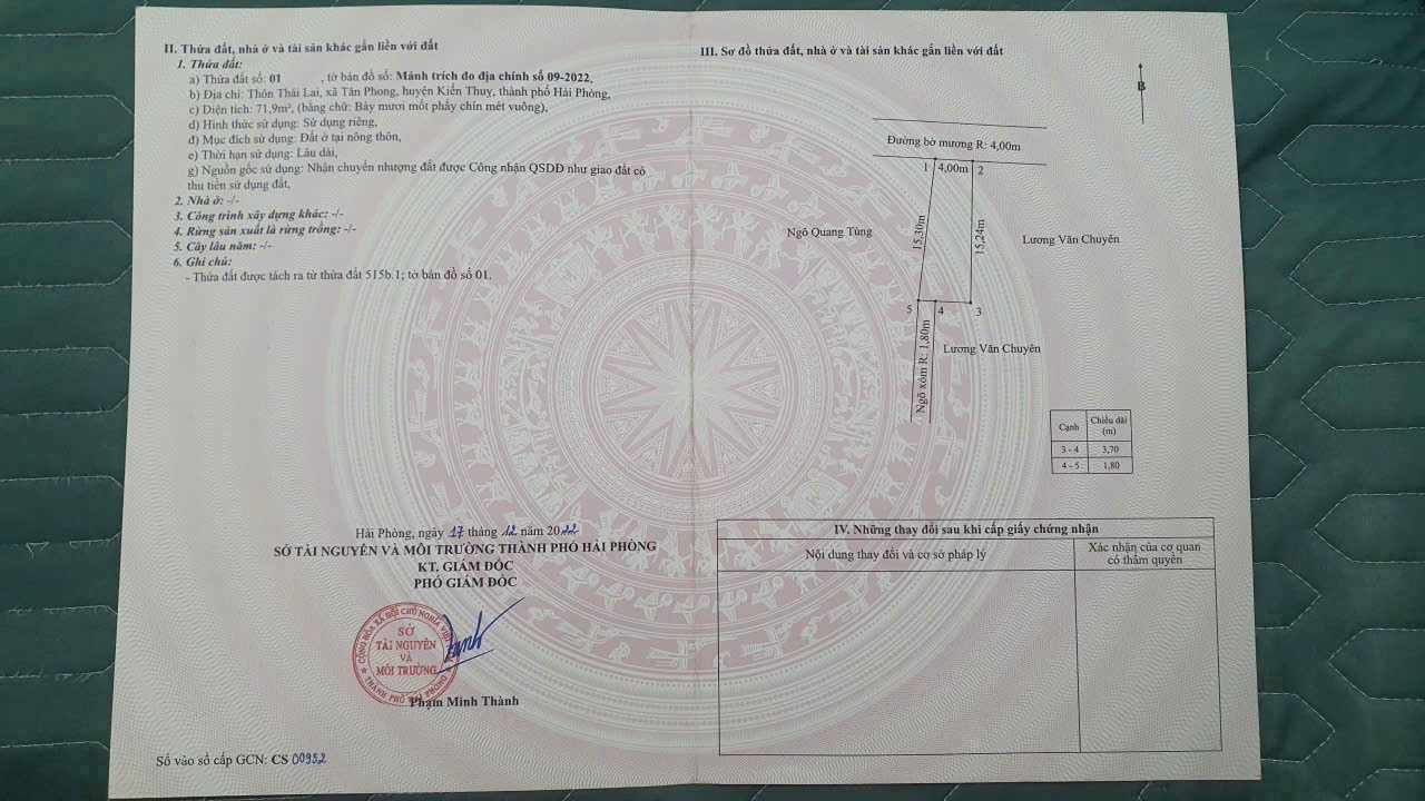 Giá 1 tỷ 1xx  1 lô tuyến 2 đường 361 Tân Phong – Kiến Hải  Ngõ ô tô  Hàng hiếm khu dân cư  ZALO 3