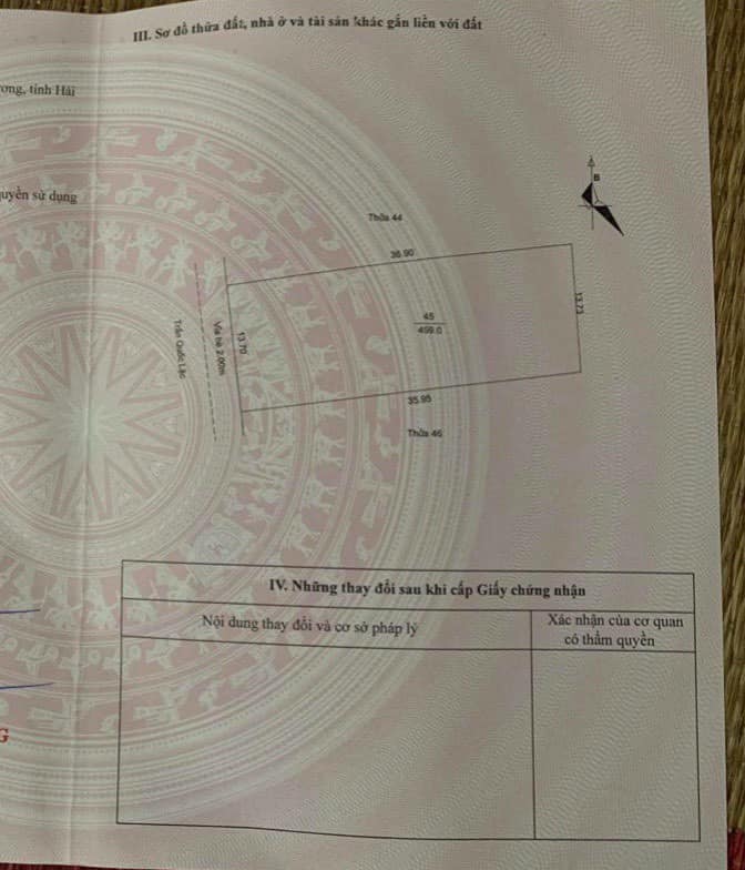 Bán đất mặt phố Trần Quốc Lặc, ph Quang Trung, TP HD, 499m2, mt 13.7m, gần hồ Hòa Bình 2