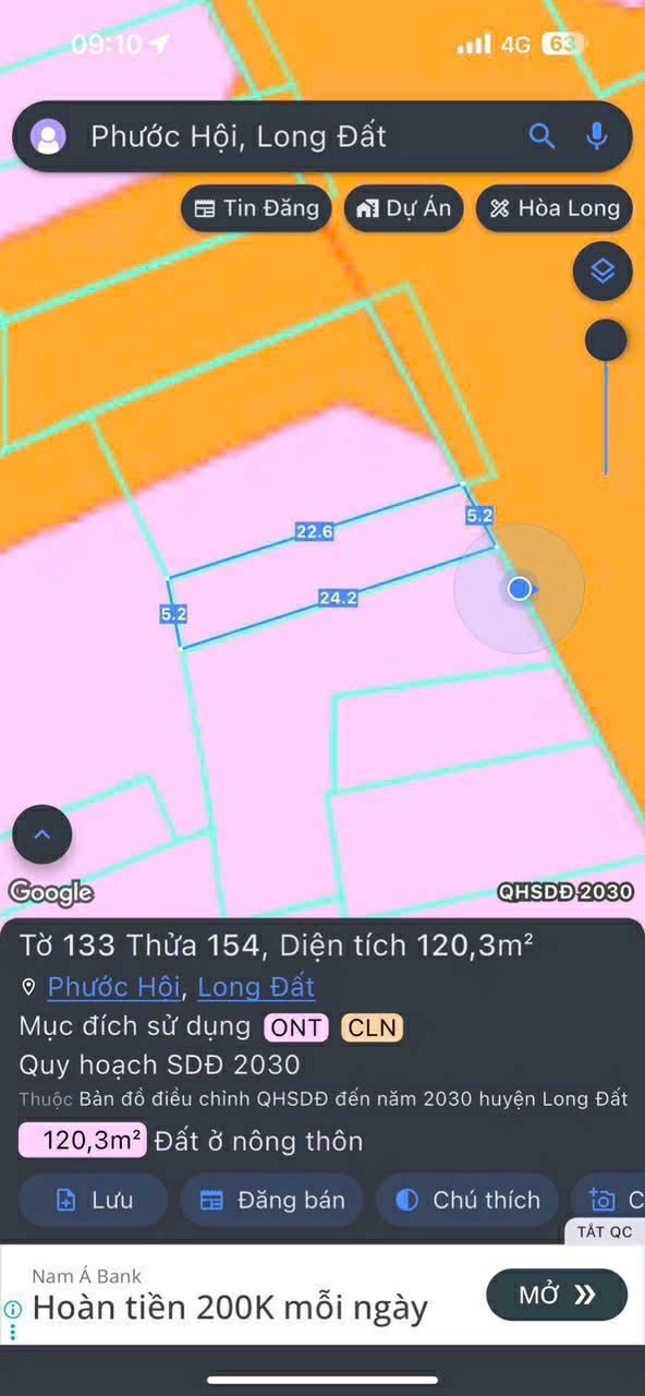 Cần bán Đất đường Võ Văn Kiệt, Xã Lộc An, Diện tích 120m², Giá 900 Triệu