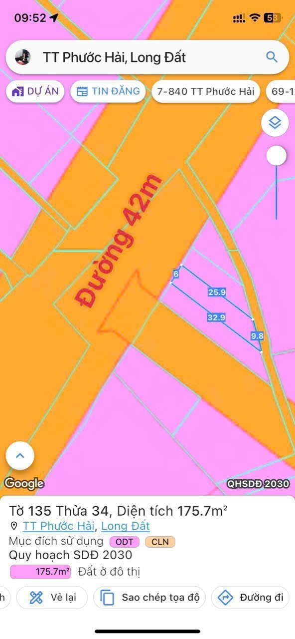 Cần bán Đất đường Võ Văn Kiệt, Thị trấn Phước Hải, Diện tích 175m², Giá 1.2 Tỷ