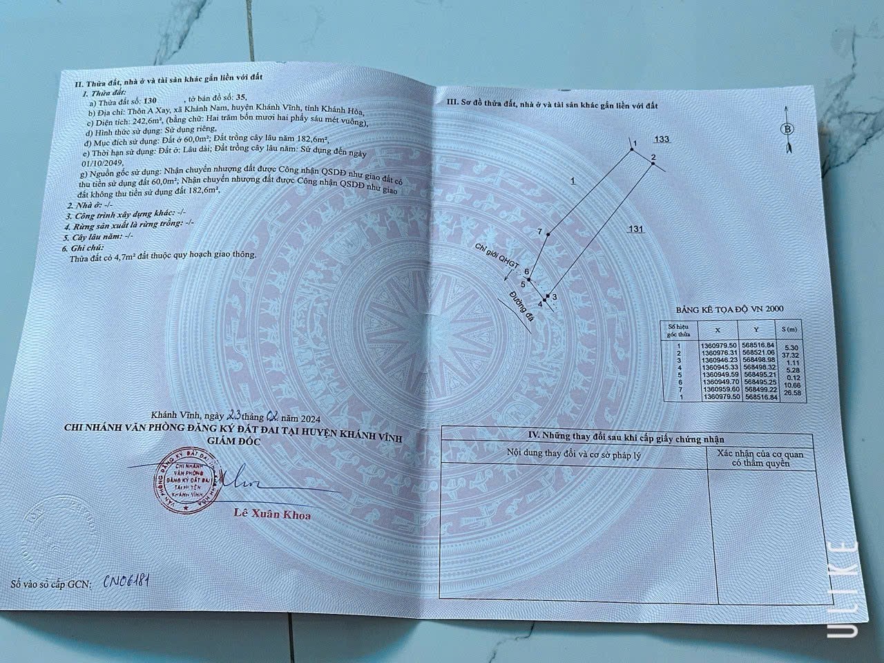 Bán vườn bưởi Khánh Nam giá rẻ sẵn thổ cư gần Tỉnh Lộ 8B 8