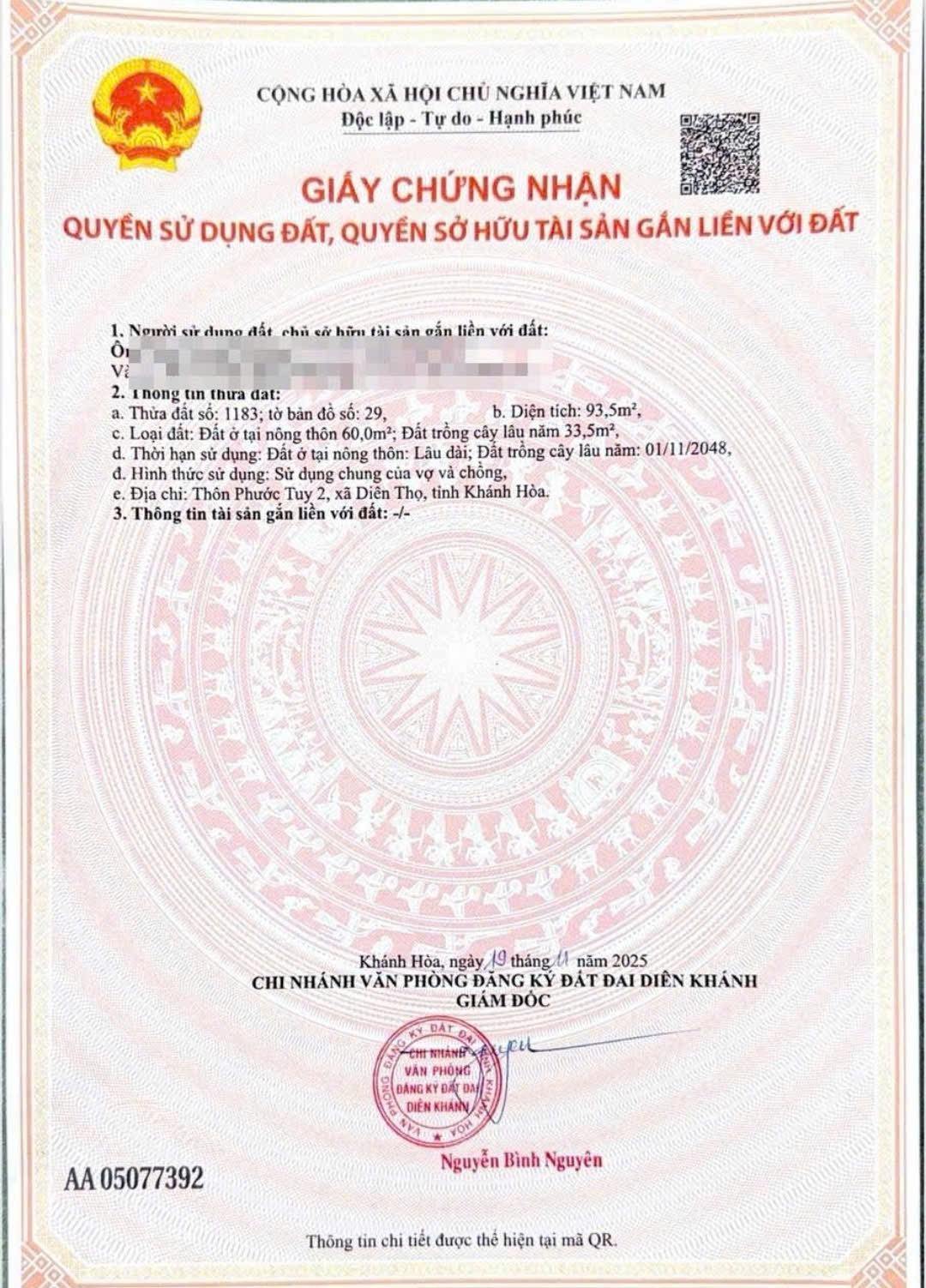 Bán nhà Diên Phước hẻm đường Thành Hồ - vị trí ngay trung tâm xã gần Tỉnh Lộ 2 20