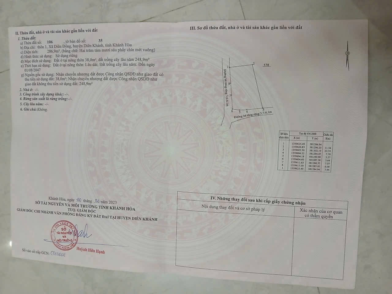 Bán đất Diên Đồng thôn Đồng Trăn 1 full thổ cư - lô góc 2 mặt tiền đường thông tứ hướng 7