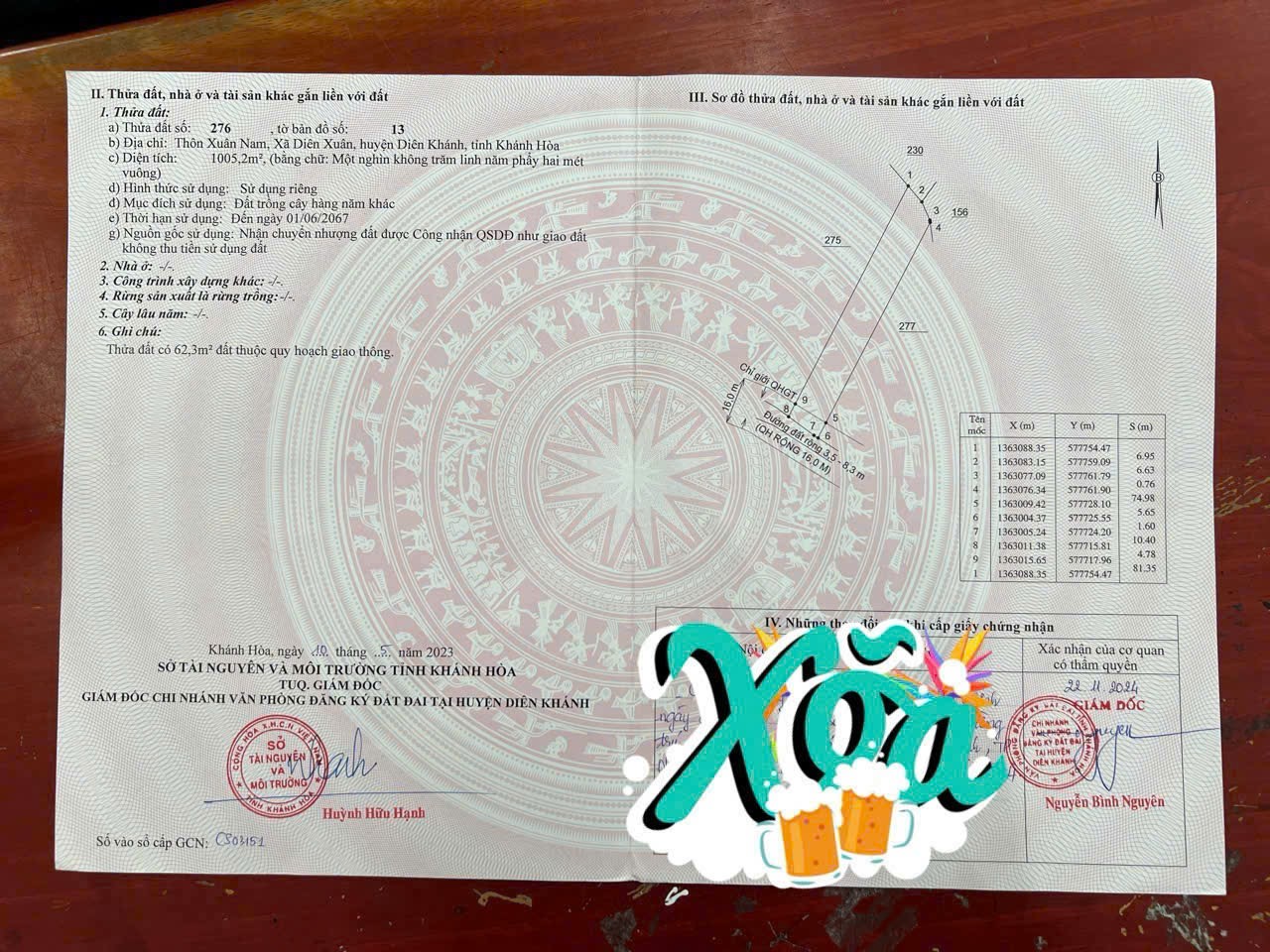 Bán đất vườn Diên Xuân giá rẻ mặt đường bê tông gần chợ gần khu dân cư 7