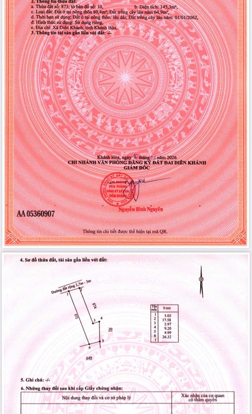 Bán đất thị trấn Diên Khánh giá rẻ cách Đồng Khởi đúng 30m gần chợ Gò Đình 9