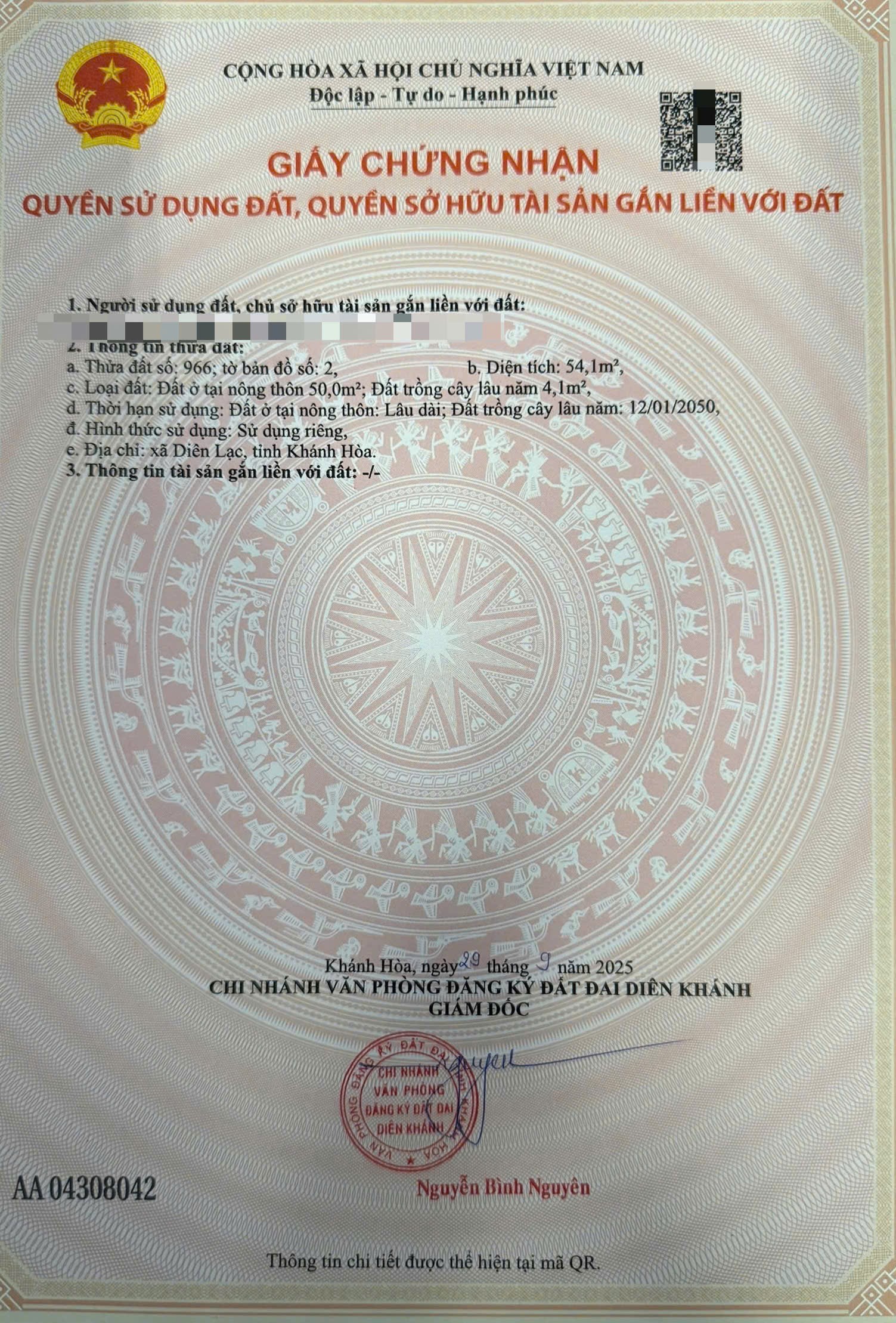 Bán đất Diên Lạc mặt tiền đường Lạc Bình ngay ngã 3 giao với Tỉnh Lộ 2 dân cư sầm uất 6