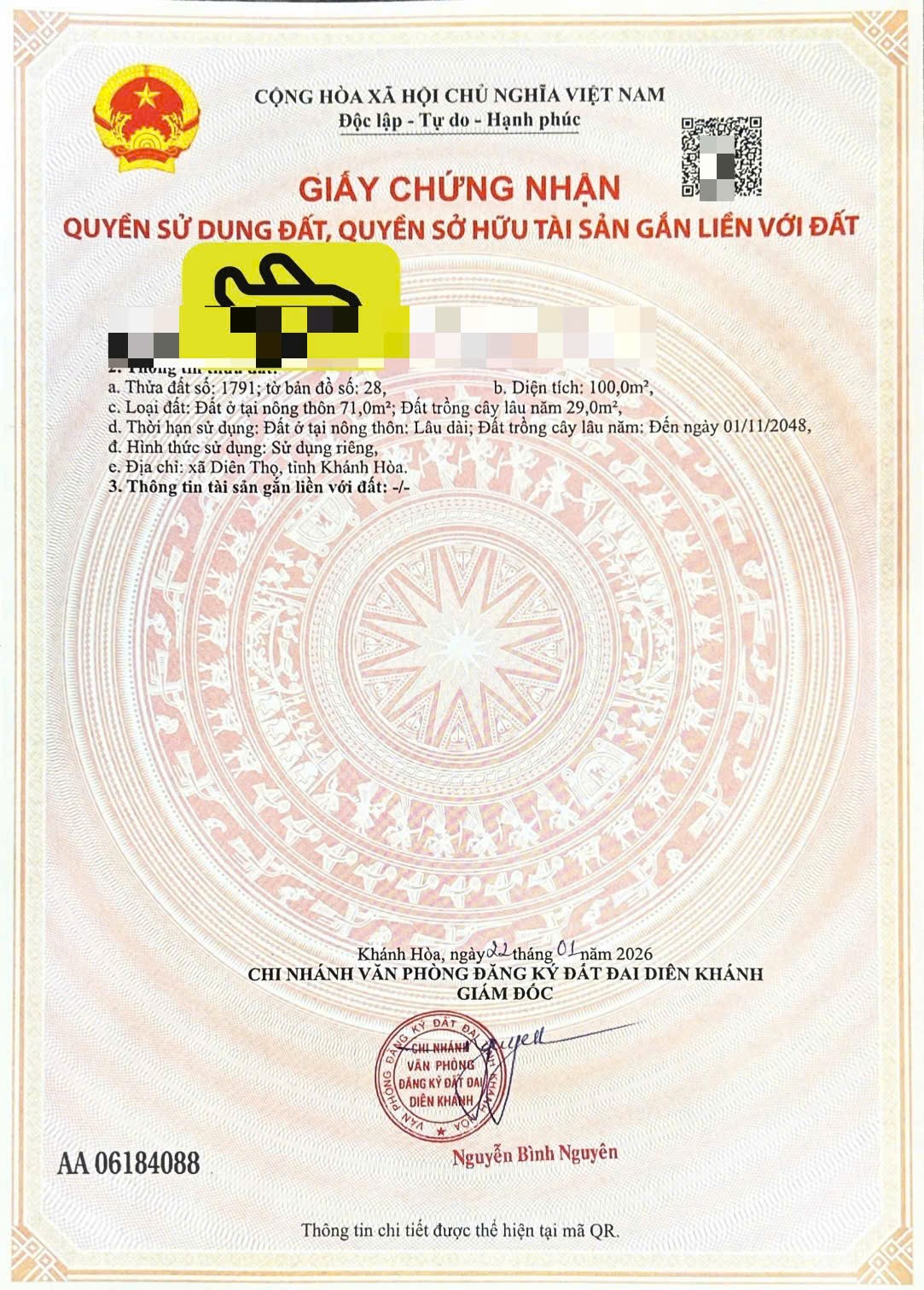 Bán đất Diên Phước mặt đường bê tông 7m gần cây xăng Chắn Giã - lọt lòng khu dân cư 4