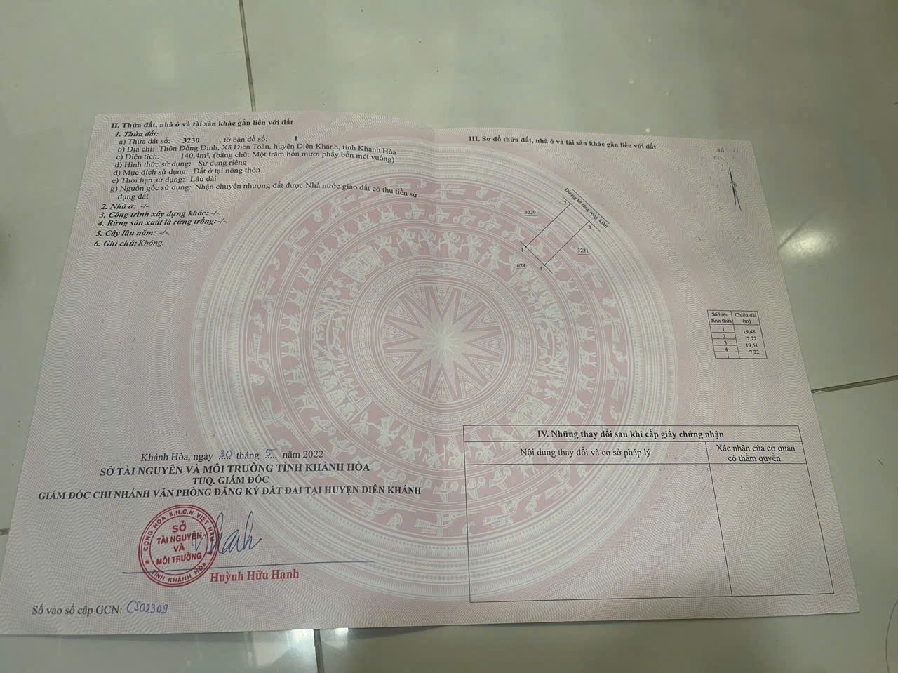 Bán đất Diên Toàn full thổ cư giáp ranh với khu Tái Định Cư gần Võ Nguyên Giáp 6