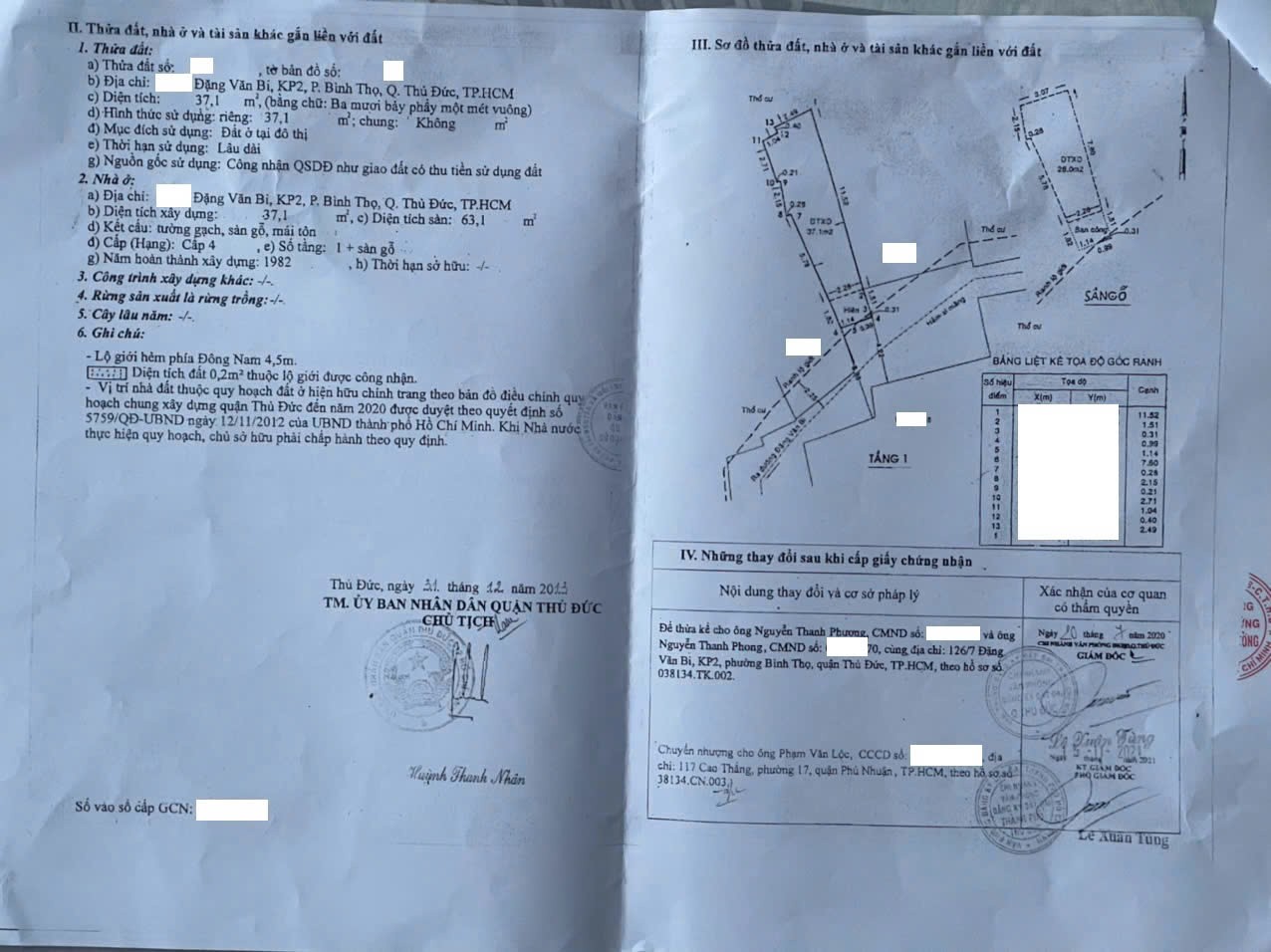 NHÀ C4 ĐẶNG VĂN BI - BÌNH THỌ - THỦ ĐỨC - GÀN CC MOONLIGH 4