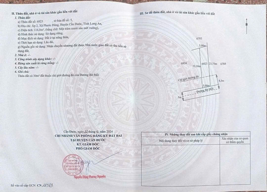 Đất nền thổ cư 114m2 mt xe hơi xã Tân Lân giá mua đầu tư 750tr/nền 4