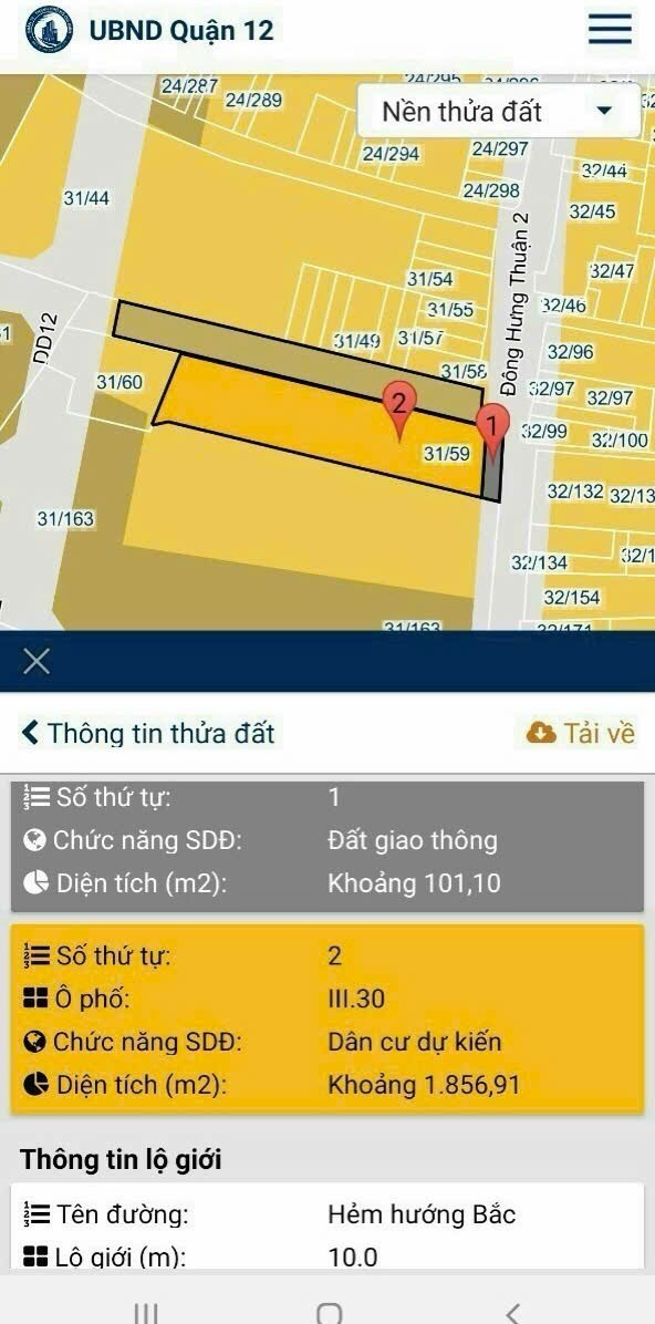 BÁN ĐẤT 2 MẶT ĐƯỜNG ĐHT 02, Q12 - GẦN SONG HÀNH AN SƯƠNG – CHỢ CÂY SỘP 2