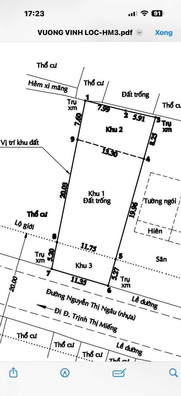 BÁN ĐẤT (11X38) MẶT TIỀN NGUYỄN THỊ NGÂU, THỚI TAM THÔN, HÓC MÔN 3