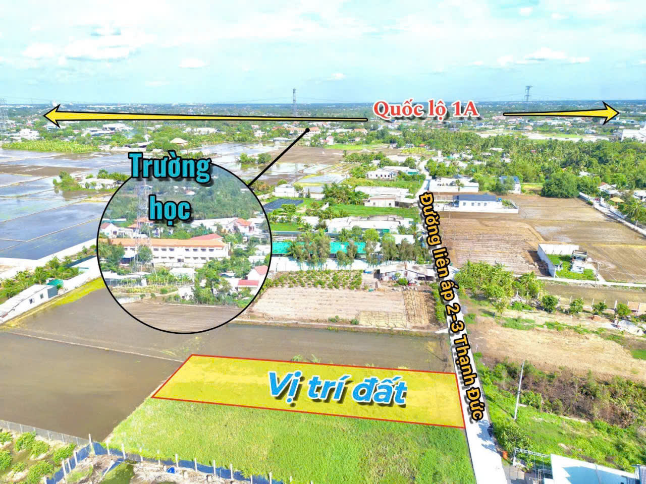 Bán đất thổ cư nở hậu đường liên ấp 2-3 , xã Thạnh Đức , Bến Lức dt 430m2 giá giảm còn 2 tỷ 2