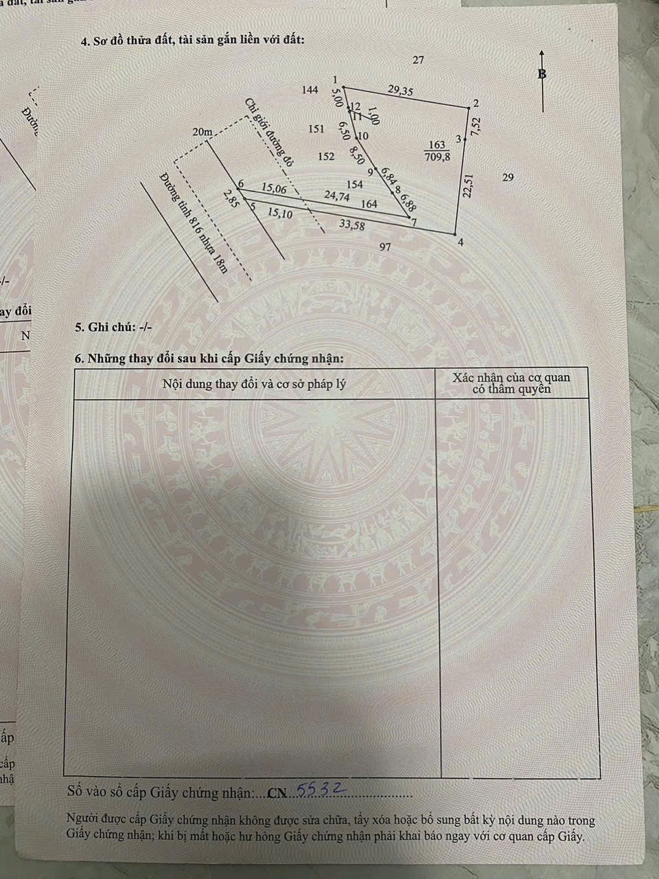 Bán đất mặt tiền ĐT 816 , xã Thạnh Hòa, Bến Lức tdt 910m2 ( có 200m2 thổ ) giá 2,8 tỷ 3