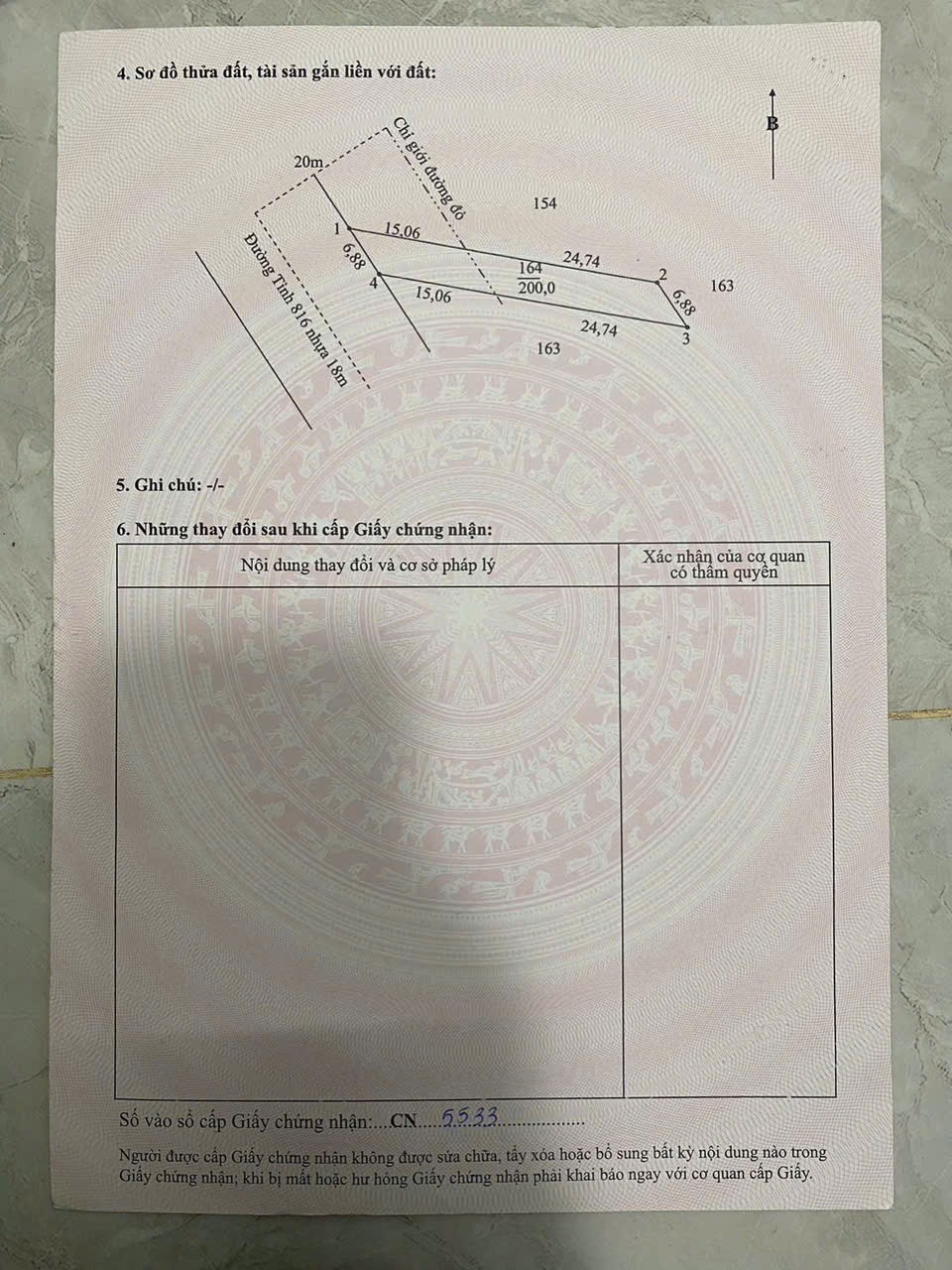 Bán đất mặt tiền ĐT 816 , xã Thạnh Hòa, Bến Lức tdt 910m2 ( có 200m2 thổ ) giá 2,8 tỷ 4