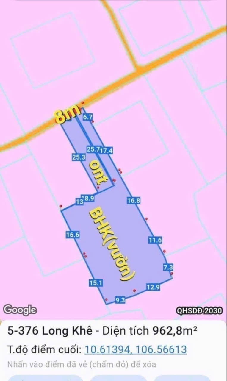 Bán đất thổ + vườn xã Long Khê , Cần Đước, tdt 1000m2 ( 125m2 thổ ) giá giảm còn 3,3 tỷ 2