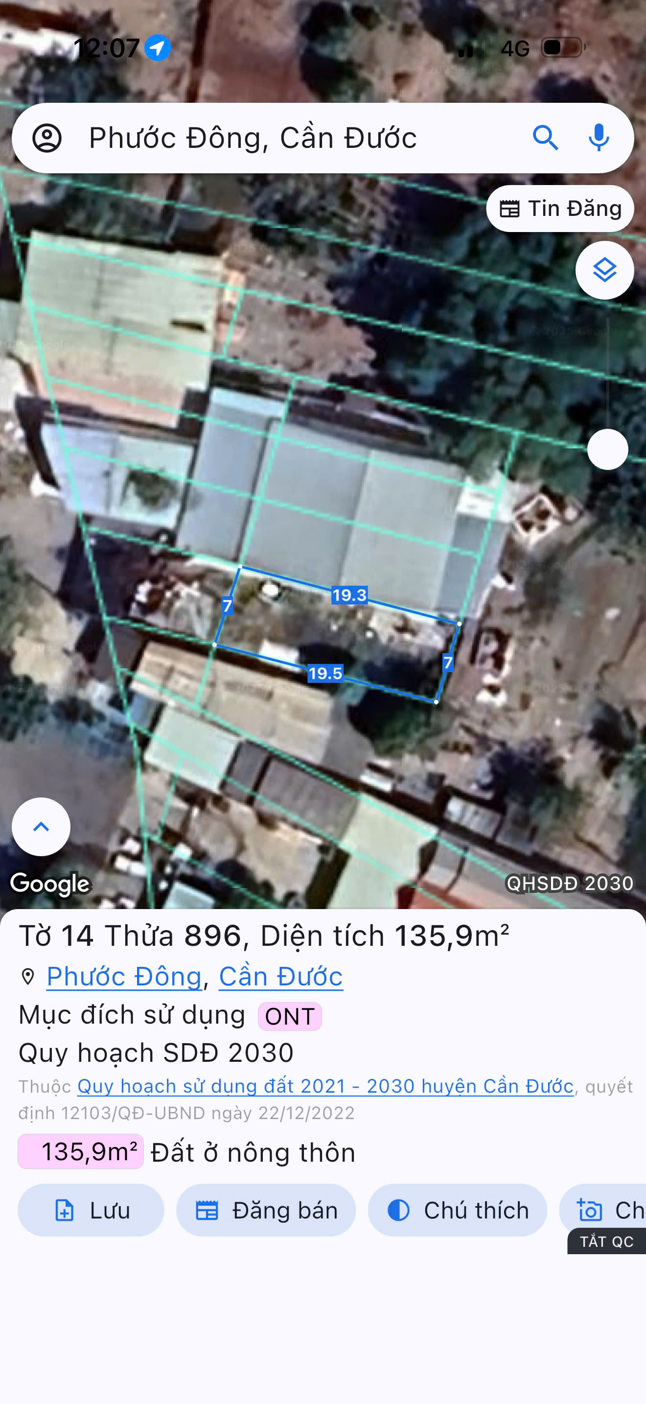 D8ất thổ cư 200m2 mt QL50 mặt bằng kinh doanh Chủ cần bán gấp 2 tỏi 1 4