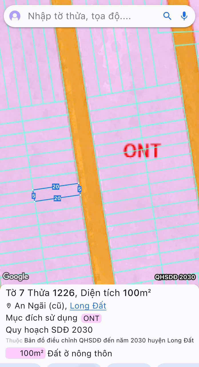 Cần bán Đất đường Quốc Lộ 55, Xã An Nhứt, Diện tích 100m², Giá Thương lượng