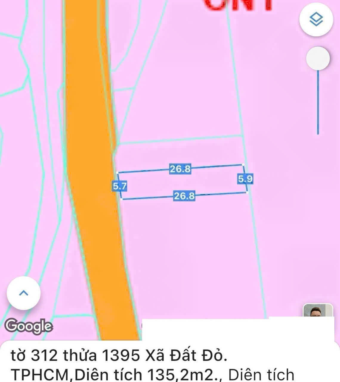 Cần bán Đất đường Quốc Lộ 55, Thị trấn Đất Đỏ, Diện tích 135m², Giá Thương lượng