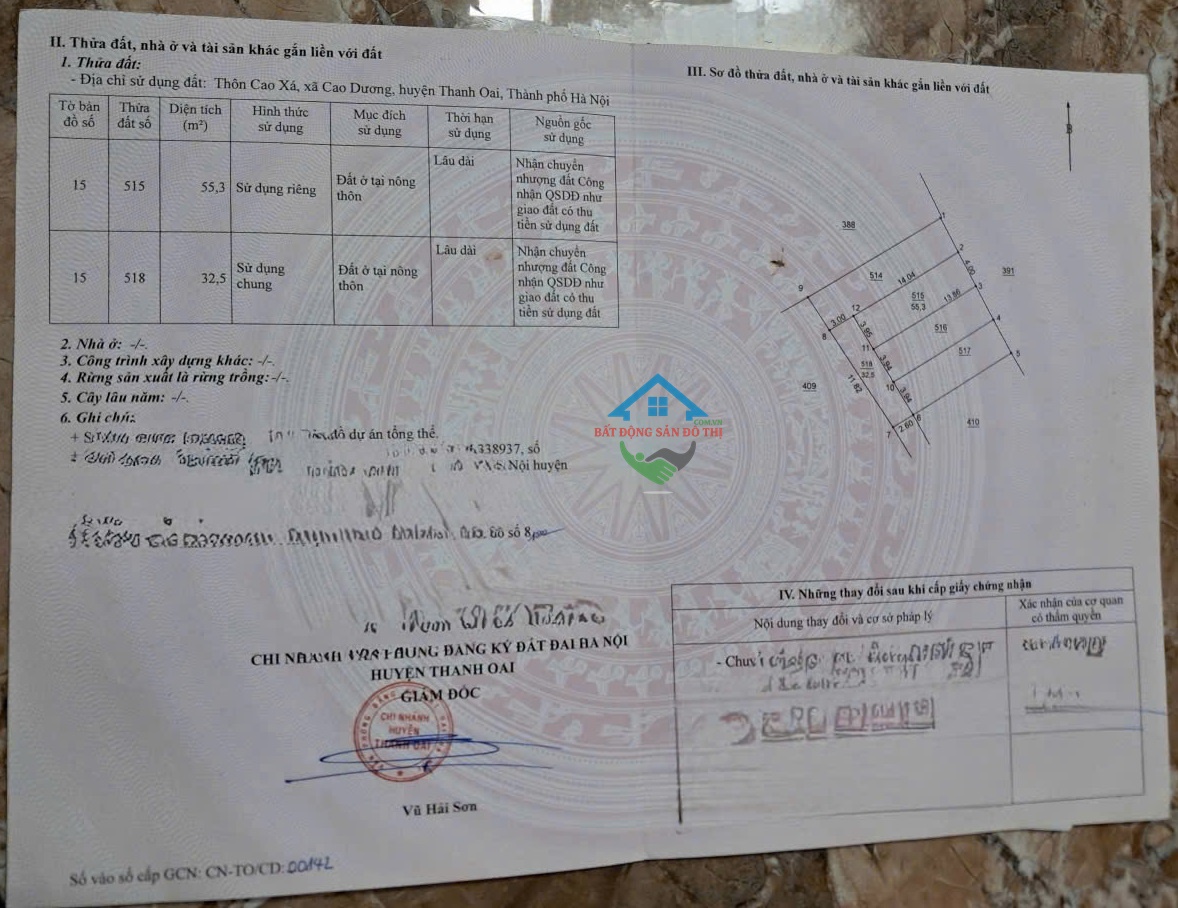 Bán đất Cao Xá Cao Dương Thanh Oai, 55m2 nở Hậu, Gần ngã tư Vác, nhỉnh 2 tỷ 3