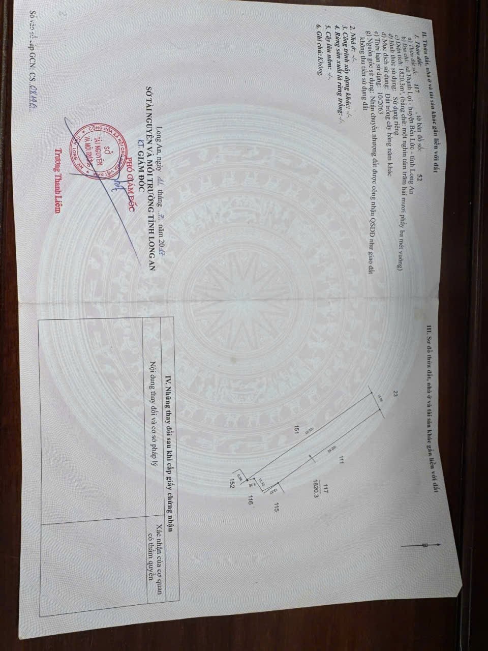 Bán đất thổ + vườn đường xe hơi đá xanh xã Thạnh Lợi tdt 2230,9m2 ( 410m2 thổ cư ) giá 3,5 tỷ 4