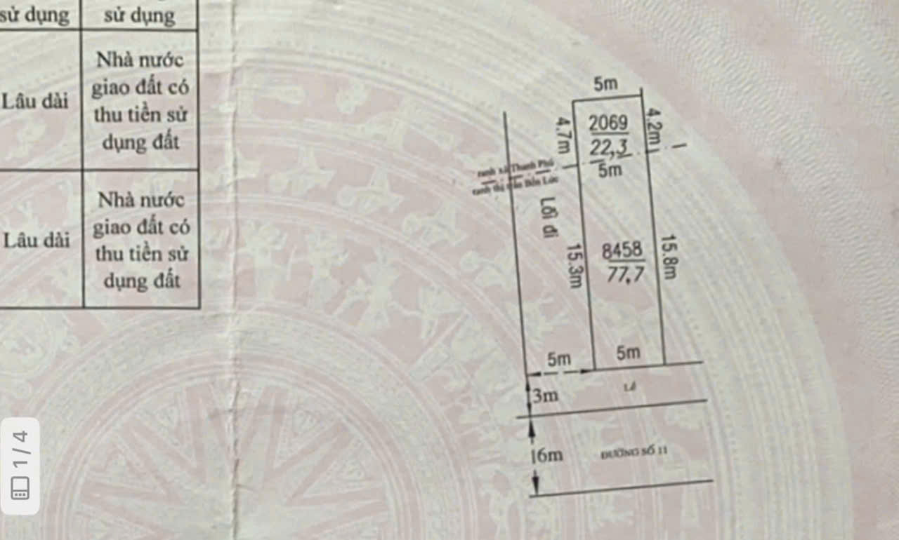 Bán nền thổ cư đường số 11, thị trấn Bến Lức dt 100m2 giá 4,2 tỷ