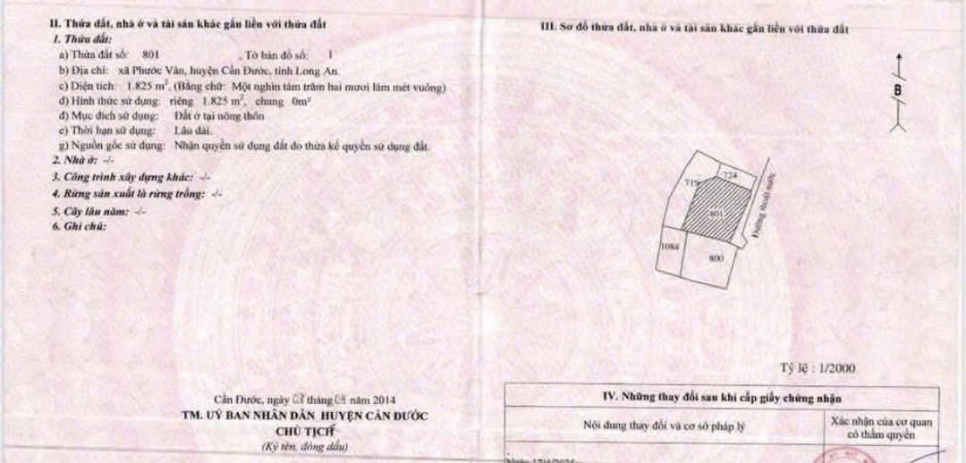 Bán đất thổ cư xã Phước Vân , Cần Đước dt 1825m2 đường xe máy giá 4,5 tỷ 4