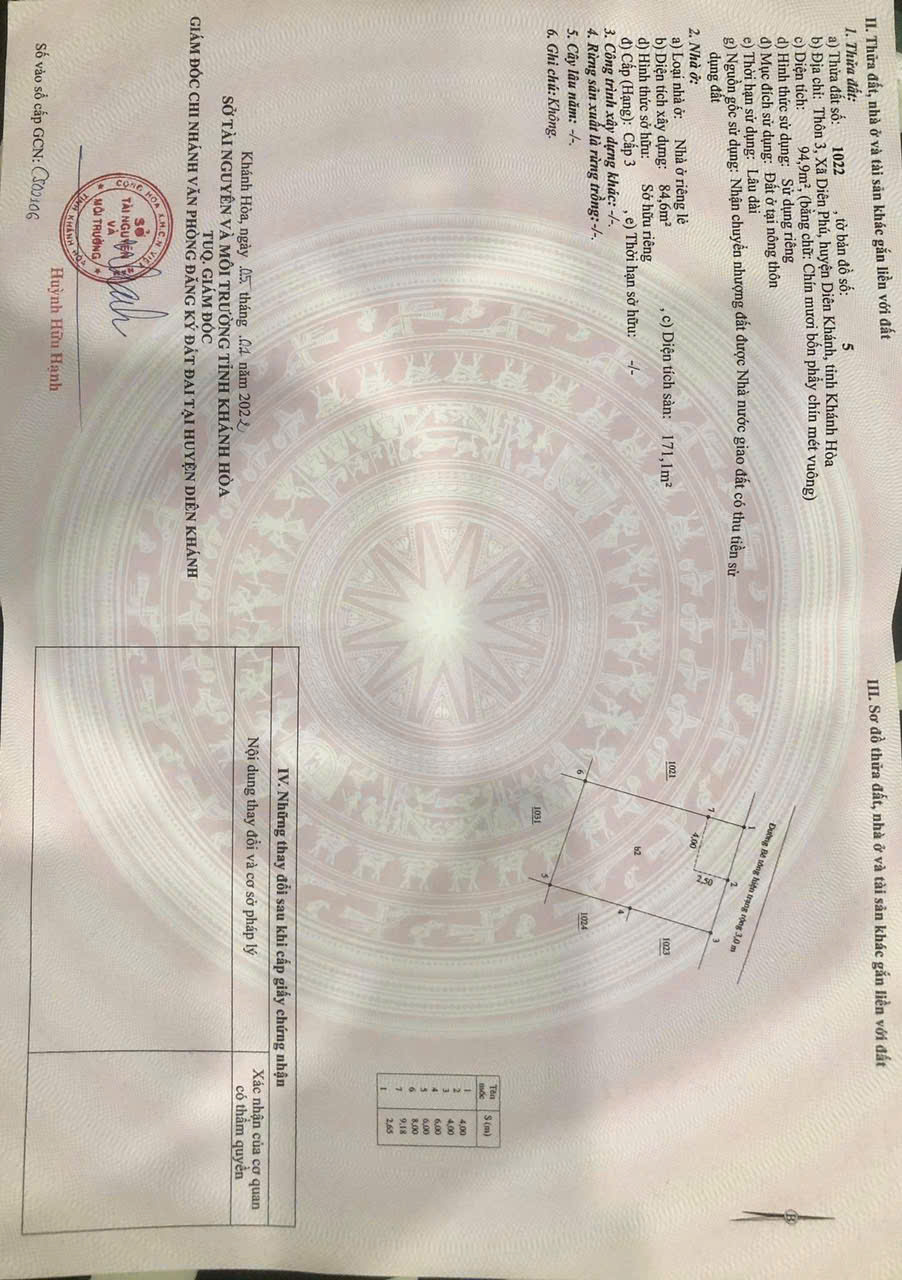 Cần bán Đất Xã Diên Phú, Diên Khánh, Diện tích 95m², Giá 2,7 Tỷ 10