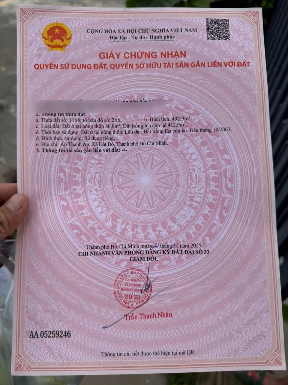 Cần bán Đất đường Quốc lộ 56, Thị trấn Đất Đỏ, Diện tích 492m², Giá Thương lượng