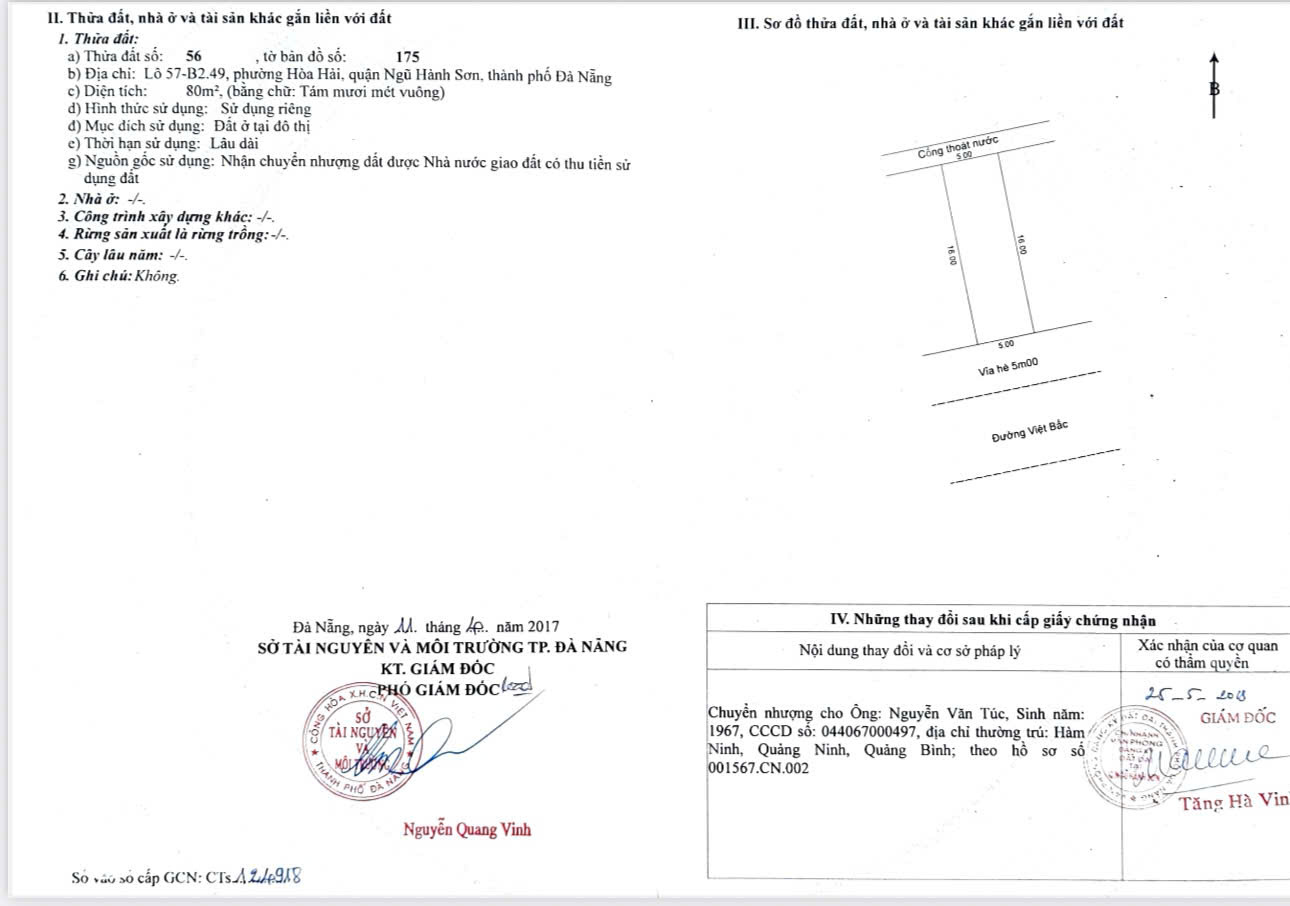 5,5 TỶ  80m² (5x16) VIỆT BẮC 7,5m  KHU TĐC ĐÔNG HẢI, NH.SƠN – h.NAM