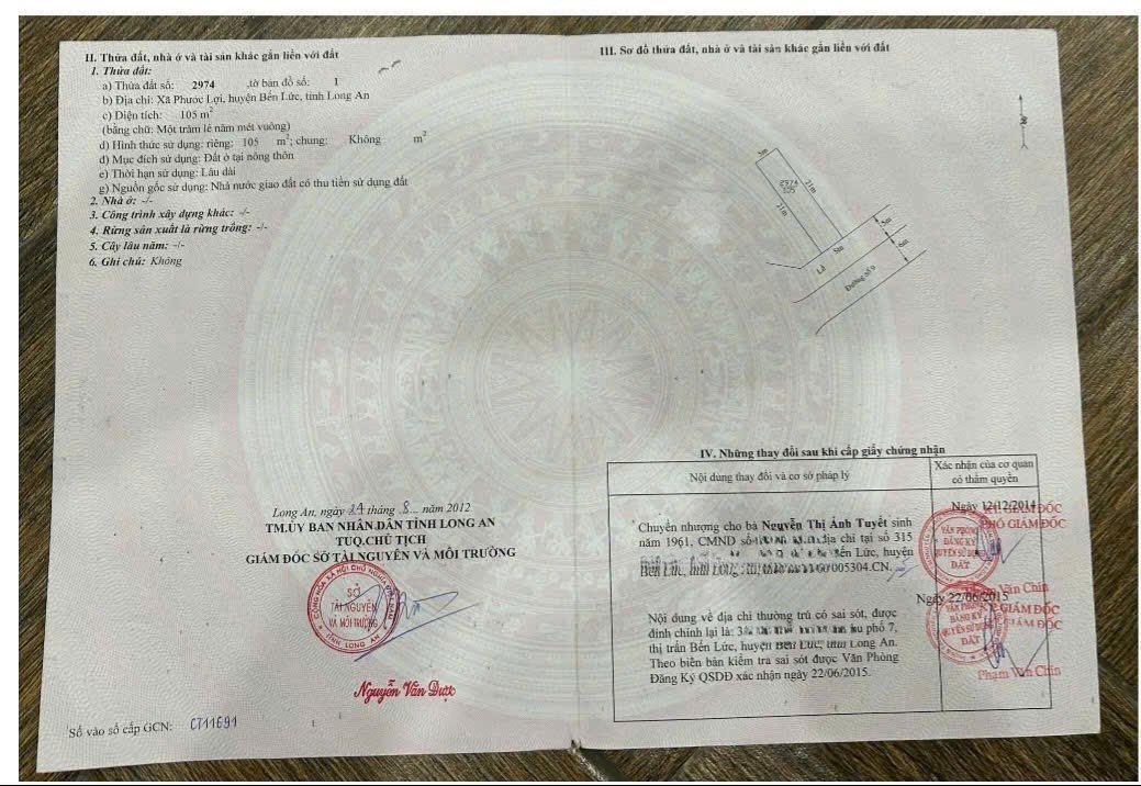 Bán nền thổ cư mt đường số 9, KDC Gò Đen , xã Phước Lợi dt 105m2 giá 2,85 tỷ