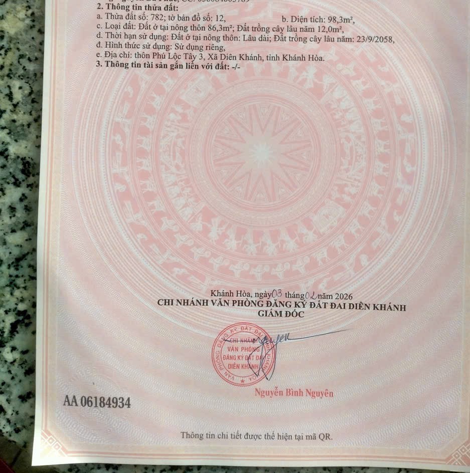 Bán đất thị trấn Diên Khánh sát bên cầu Thành - lô góc mặt đường 7m phù hợp kinh doanh 7