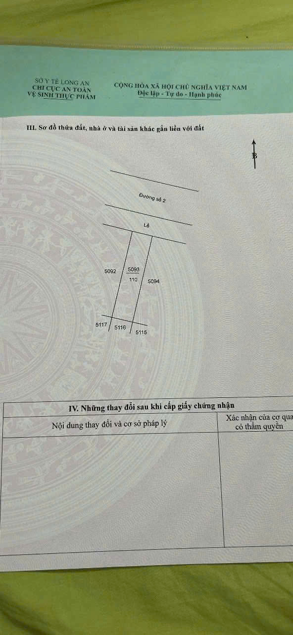 Bán nền đường số 2, KDC Hoàng Long , thị trấn Bến Lức dt 110m2 giá 2,3 tỷ 3