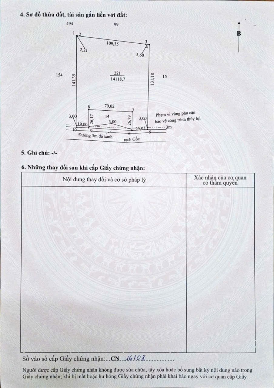 Bán đất thổ vườn đường đá xanh xe hơi Thạnh Hòa, Bến Lức tdt 16000m2 ( 2063m2 thổ) giá 15 tỷ 2