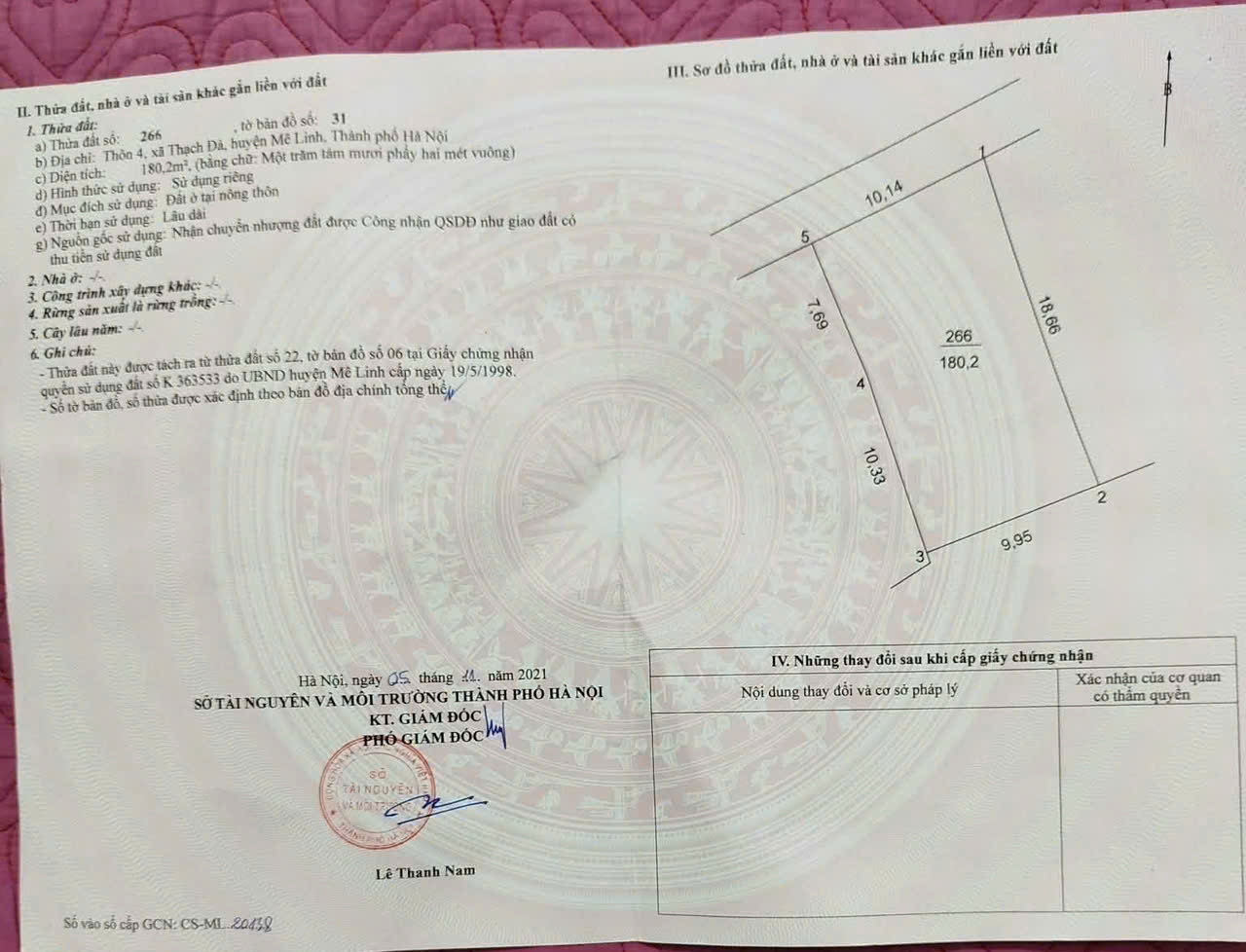 Bán gấp 180m đất thôn 4, Thạch Đà, Mê Linh, Hà Nội. Đất ở 100%. Cách chợ Thạch Đà 1,4km 4
