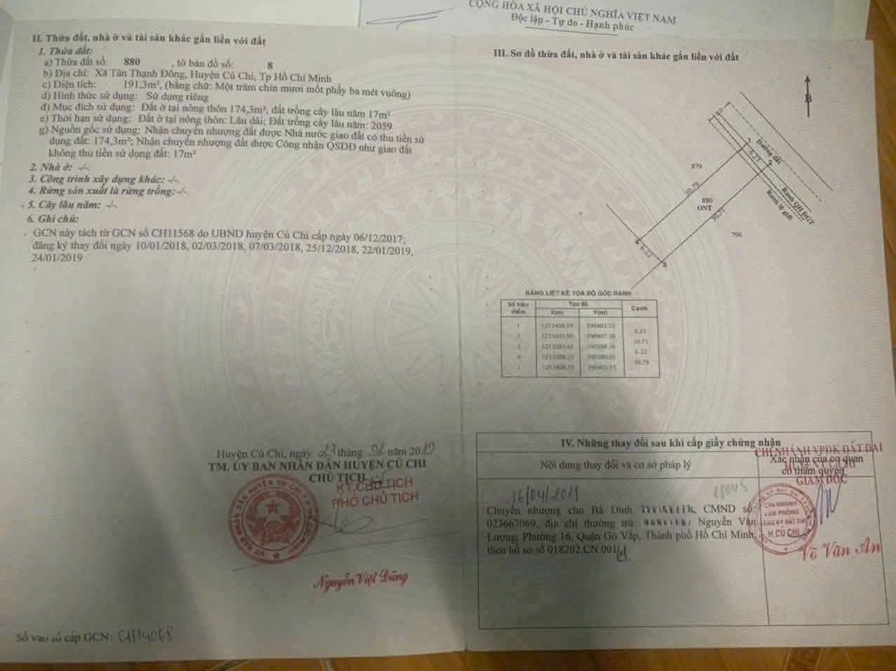 Bán đất thổ cư hẻm xe hơi đường đá xanh xã Tân Thạnh Đông dt 174m2 giá 2,3 tỷ