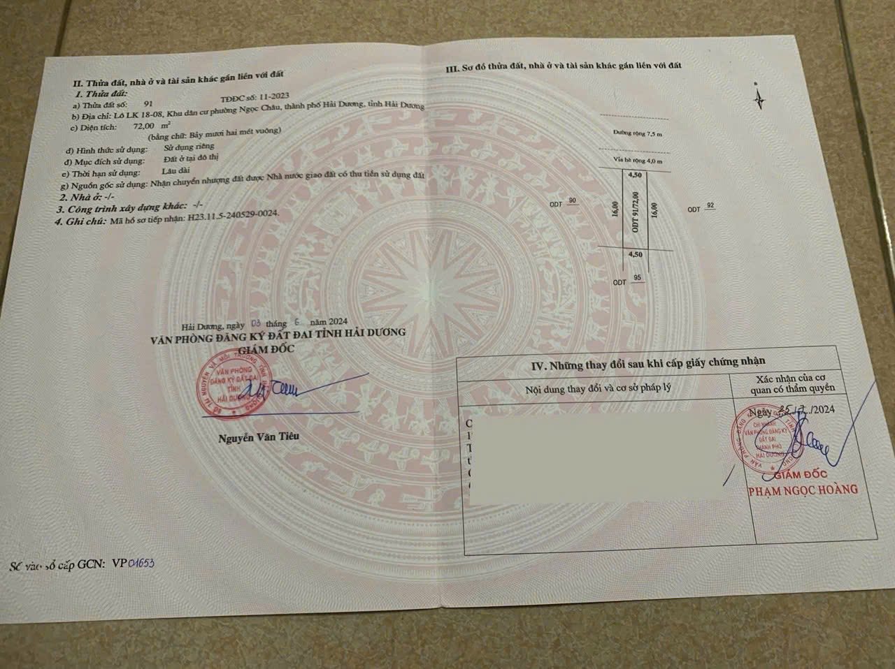 Bán lô đất mặt phố KDC Ngọc Châu Đồng Triều, ph Ngọc Châu, TP HD, 72m2, mt 4.5m, 3.x tỷ 4