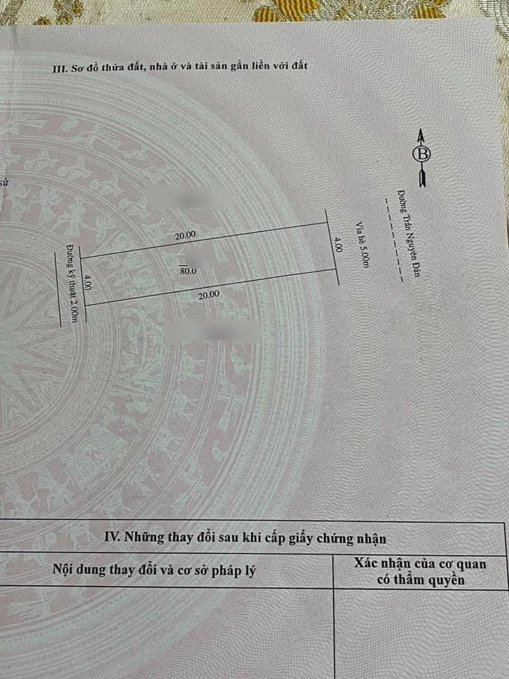 Bán lô đất mặt đường Trần Nguyên Đán, ph Thanh Bình, TP HD, 80m2, mt 4m, đường 17.5m 3