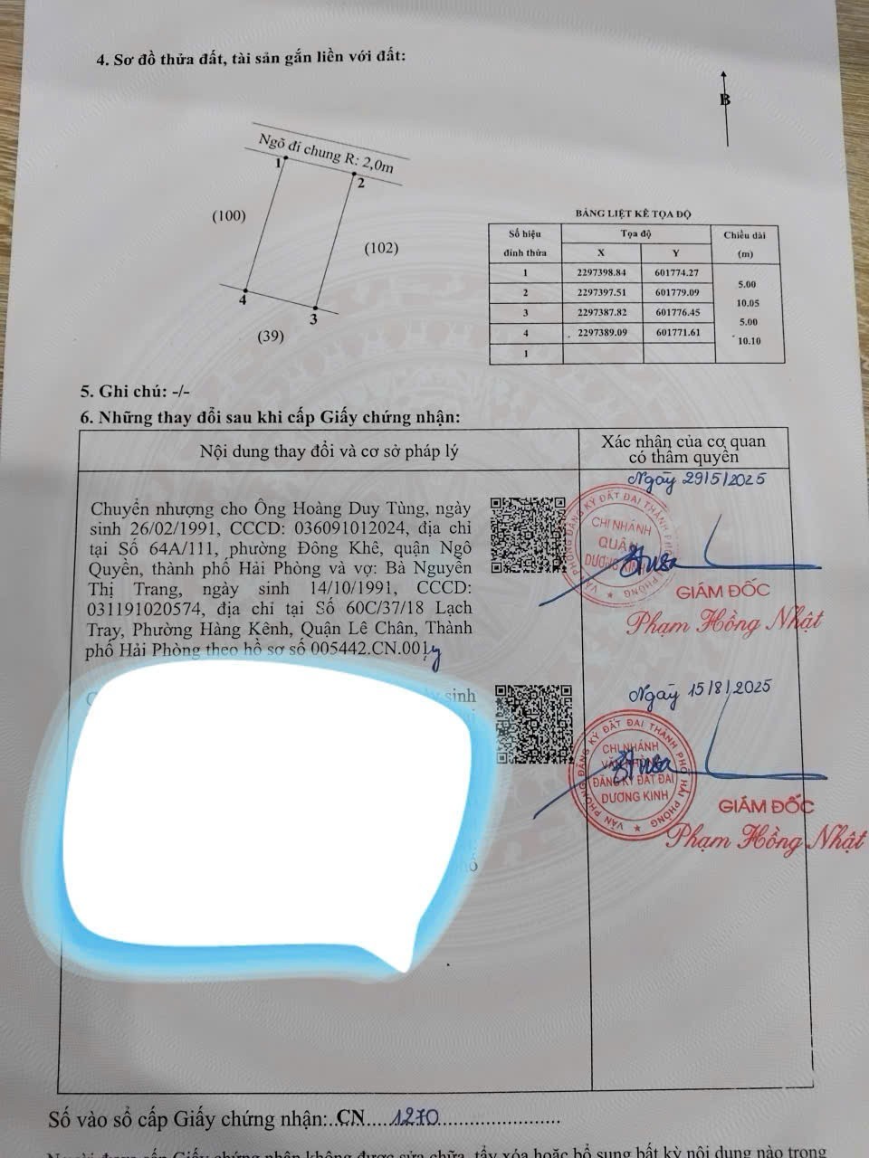 Lô đất mặt đường nhựa 6m Hòa Nghĩa - Dương Kinh - ZALO 0567 222 555