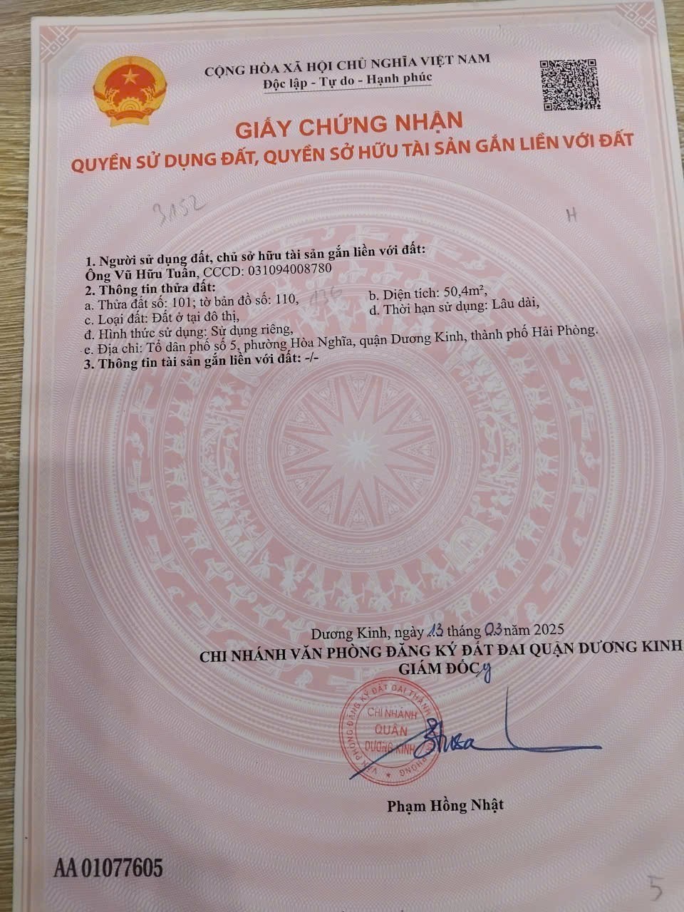 Lô đất mặt đường nhựa 6m Hòa Nghĩa - Dương Kinh - ZALO 0567 222 555 2